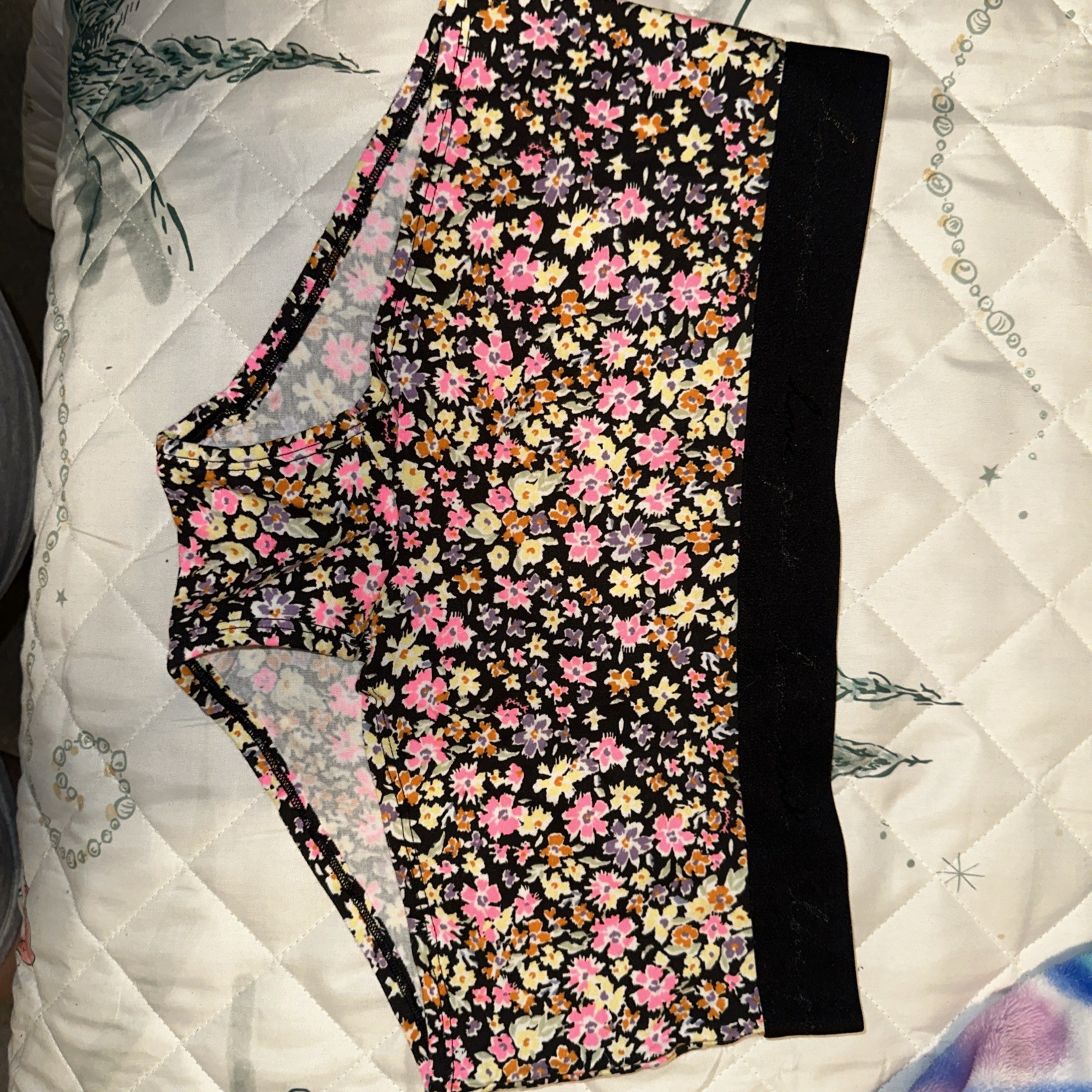 VS PINK Women’s Boyshort Logo Floral Underwear Size XL NWT