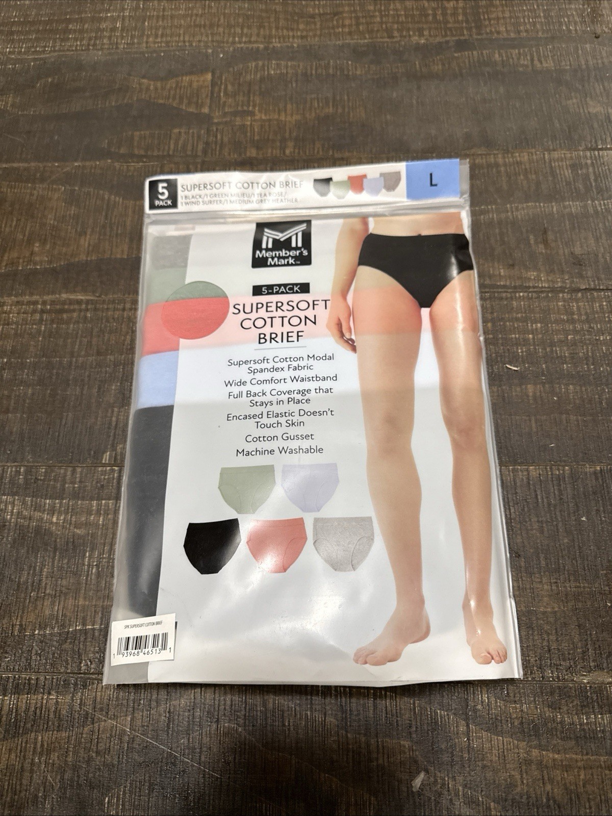 Member’s Mark Women’s 5-Pack Super-Soft Cotton Brief Large