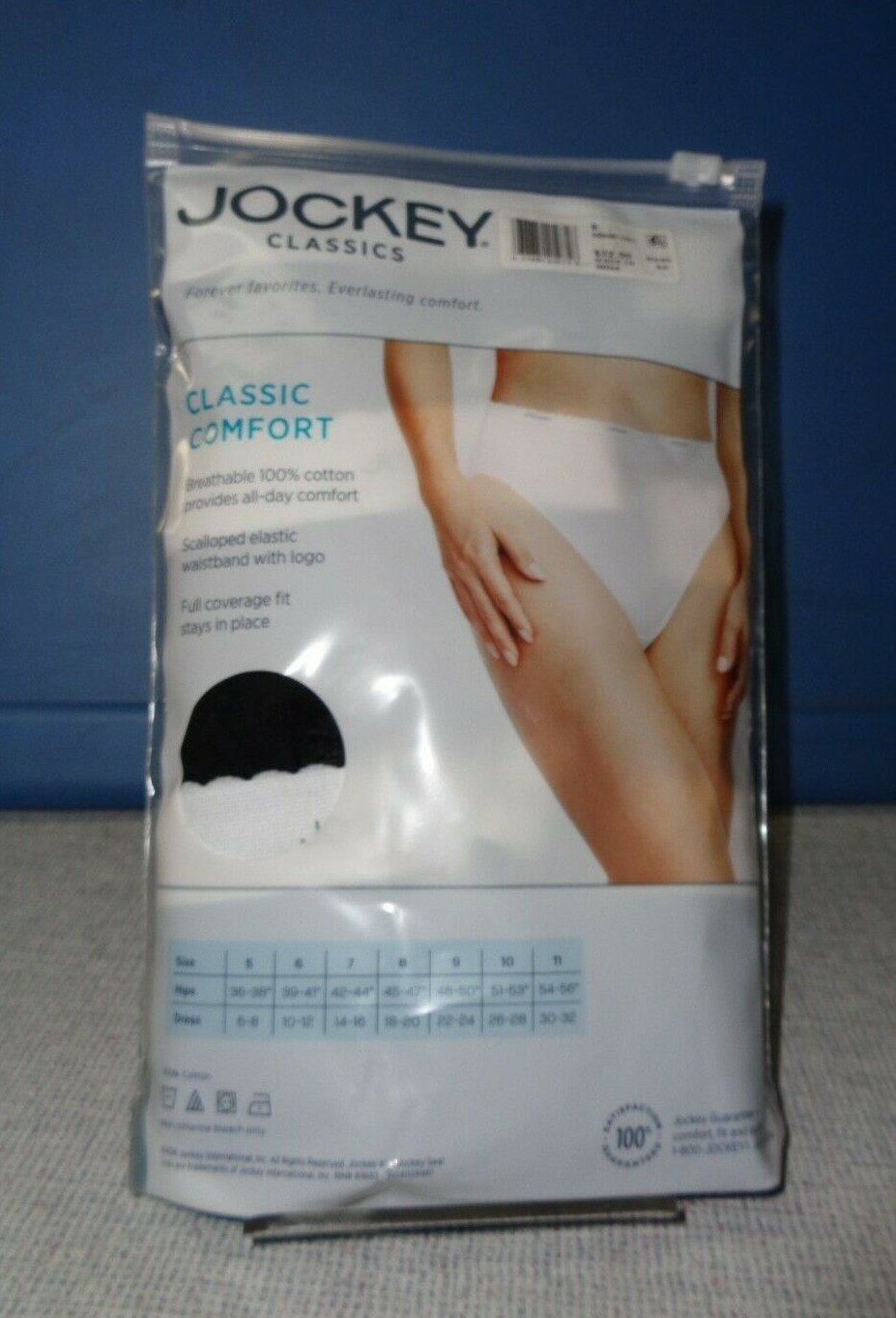 WOMEN’S SIZE 8 JOCKEY CLASSIC FRENCH HI-CUT BLACK 3-PACK UNDERWEAR 100% COTTON