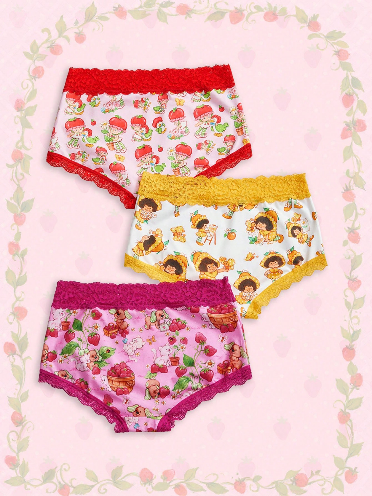 Women’s Strawberry Shortcake Cartoon Cute Licensed Brief Panties – Pack of 3