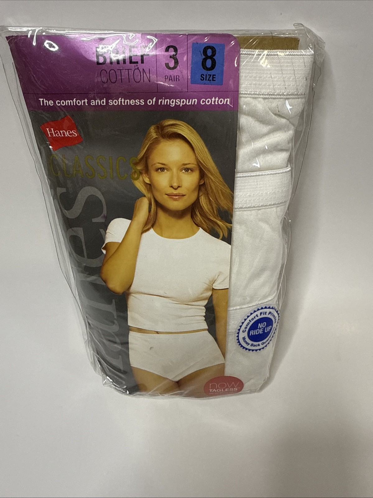 Hanes Classics Brief Underwear Womens Size 8 Tagless 3 Pack No Ride Up classic