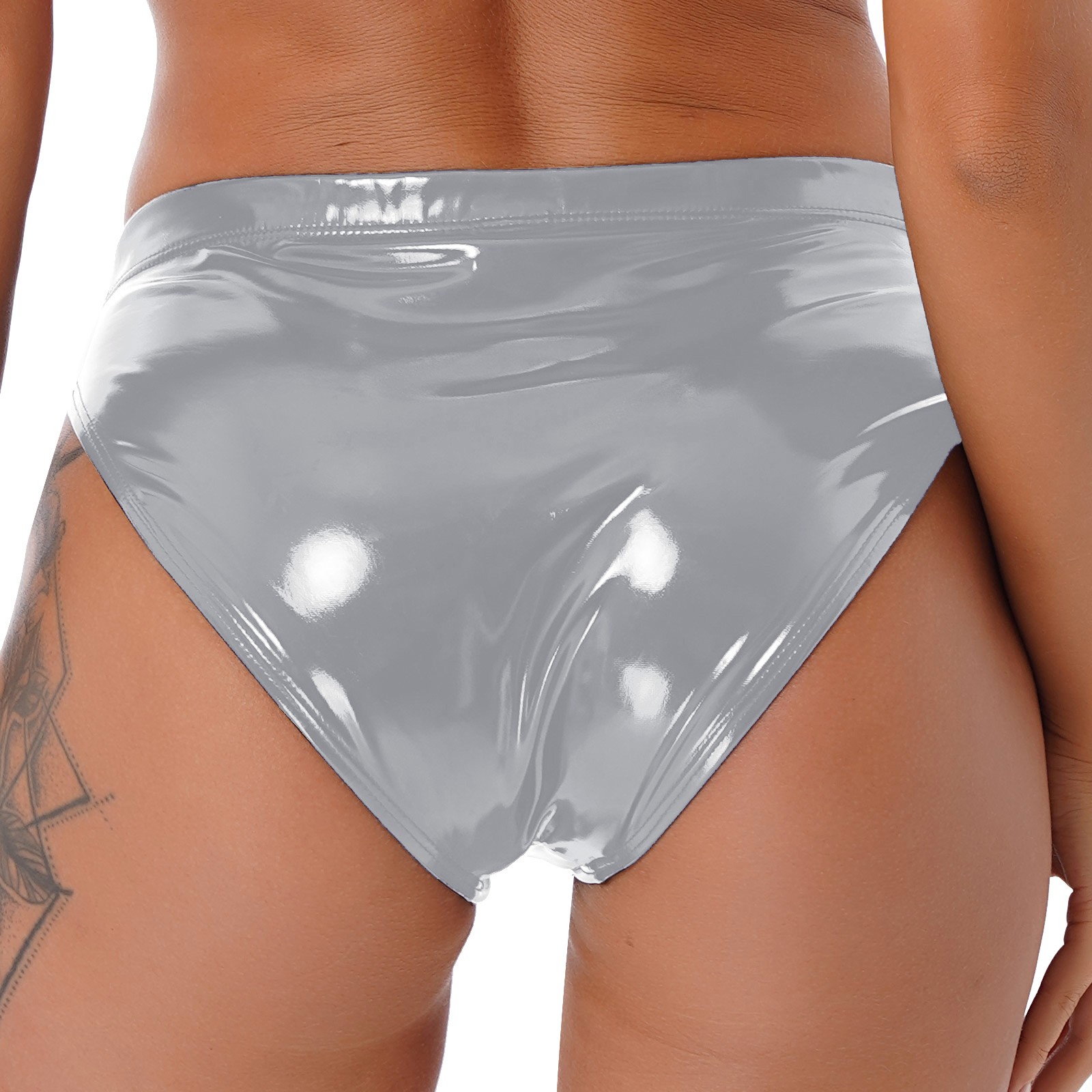 US Women Sexy Briefs Underwear Wet Look Low Waist Panty Metallic Strings Cheeky