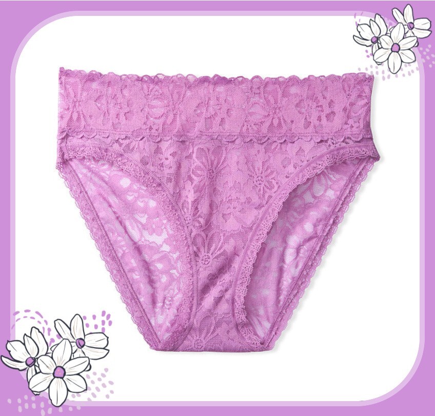 XL Lilac THE LACIE Full Floral Lace Stretch Victorias Secret HighLeg Brief Panty