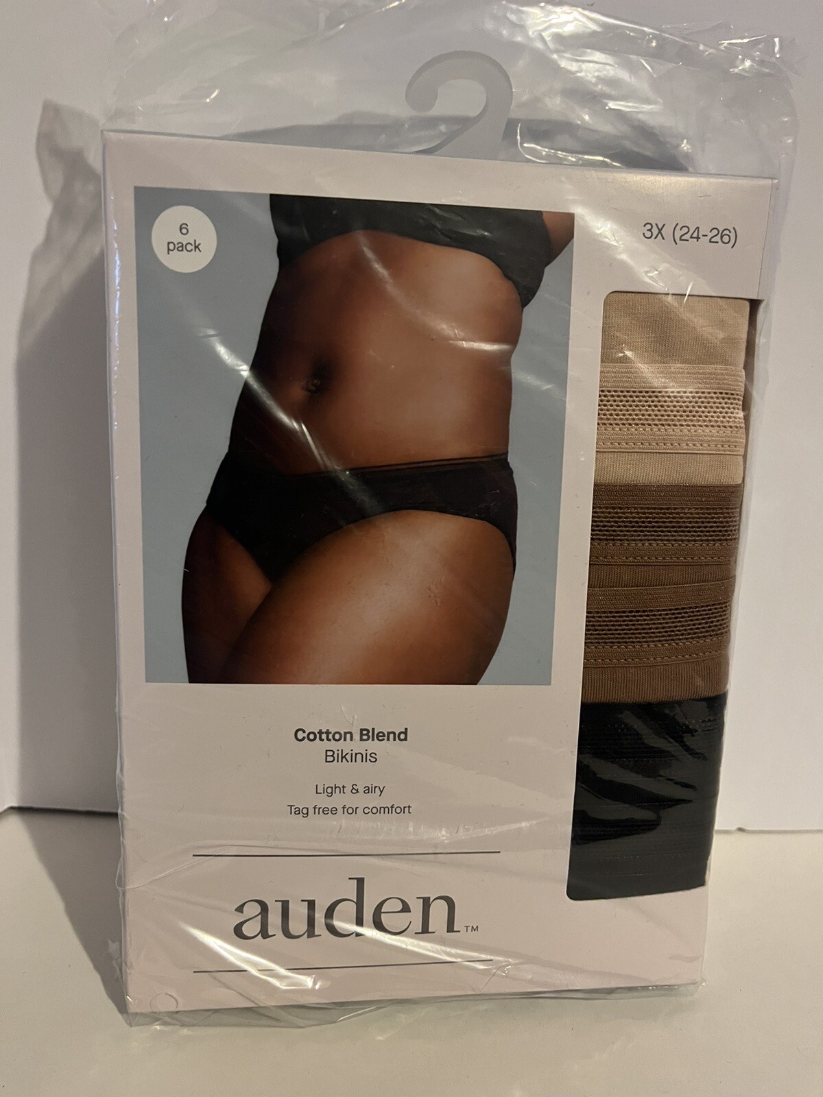 Auden 6pk Bikini Underwear Womens Plus Size 3x (24-26) Cotton Blend Panties