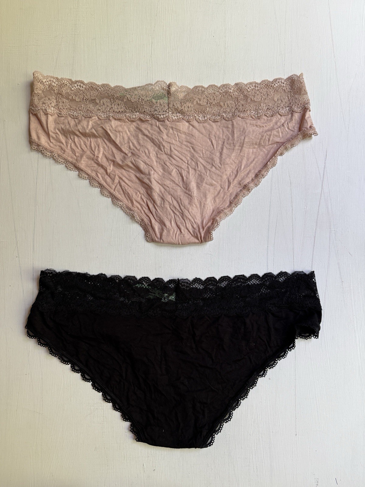 NWT Honeydew Intimate 2-pack Ahna Lace Low Rise Hipster Panties LARGE Cafe/Black