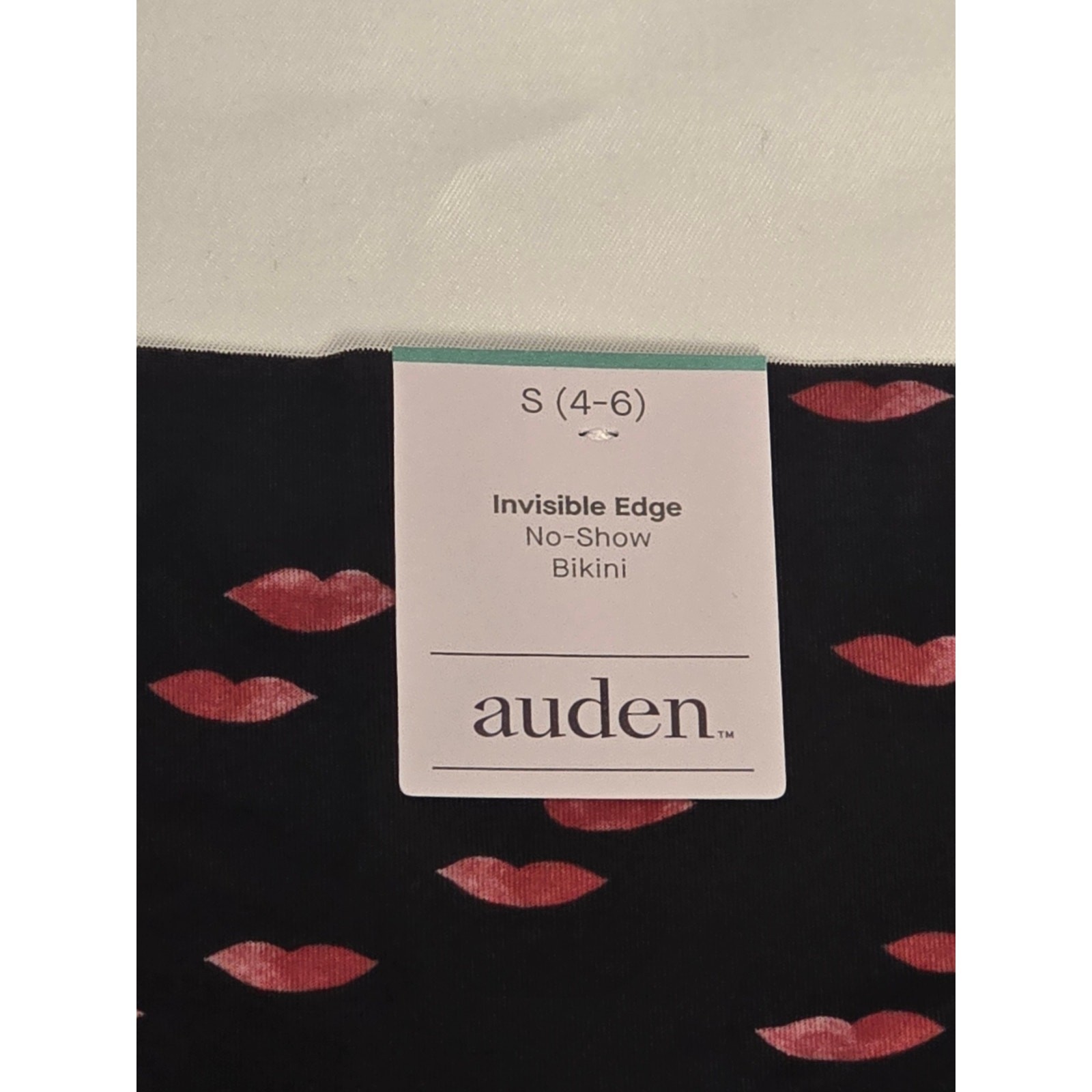 Auden Black invisible edge bikini underwear with Red Lip Print Size XL