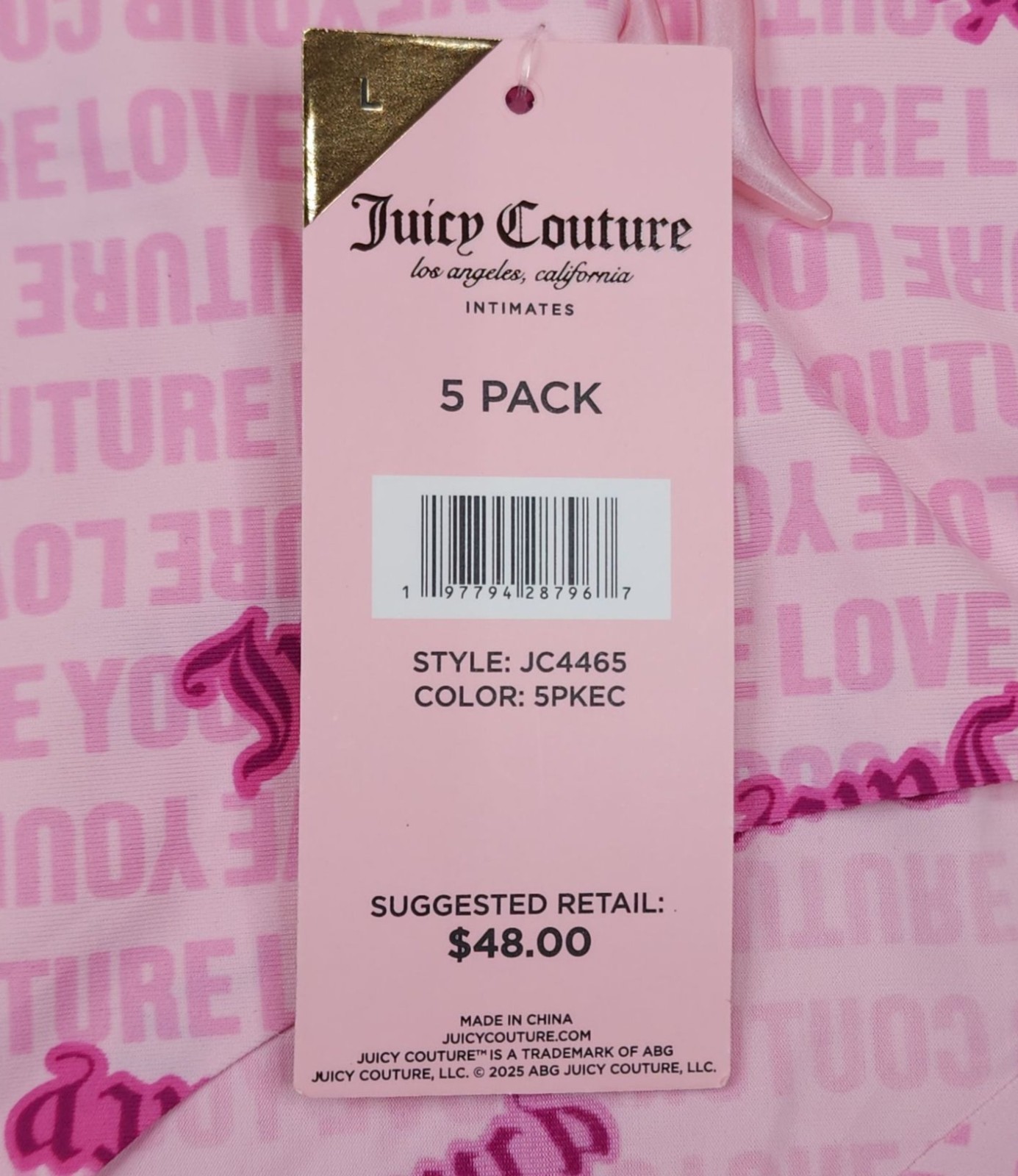 Juicy Couture 5-Pack Seamless No Panty Lines Hipster Panties Size L Nylon Soft