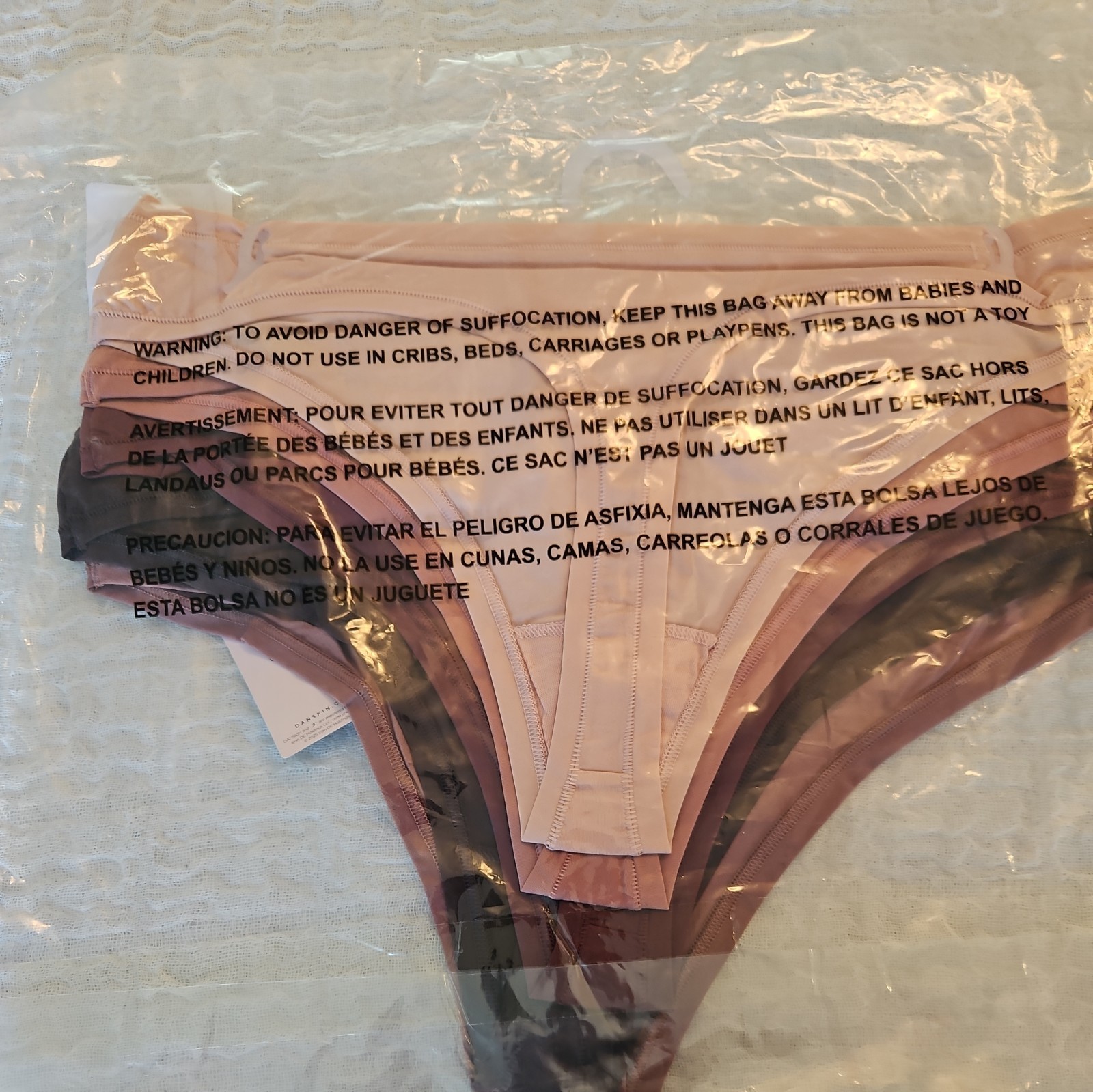 NWT DANSKIN. 5-Pack Lightweight Thongs MULTI-COLORS PANTY STYLE LARGE $48