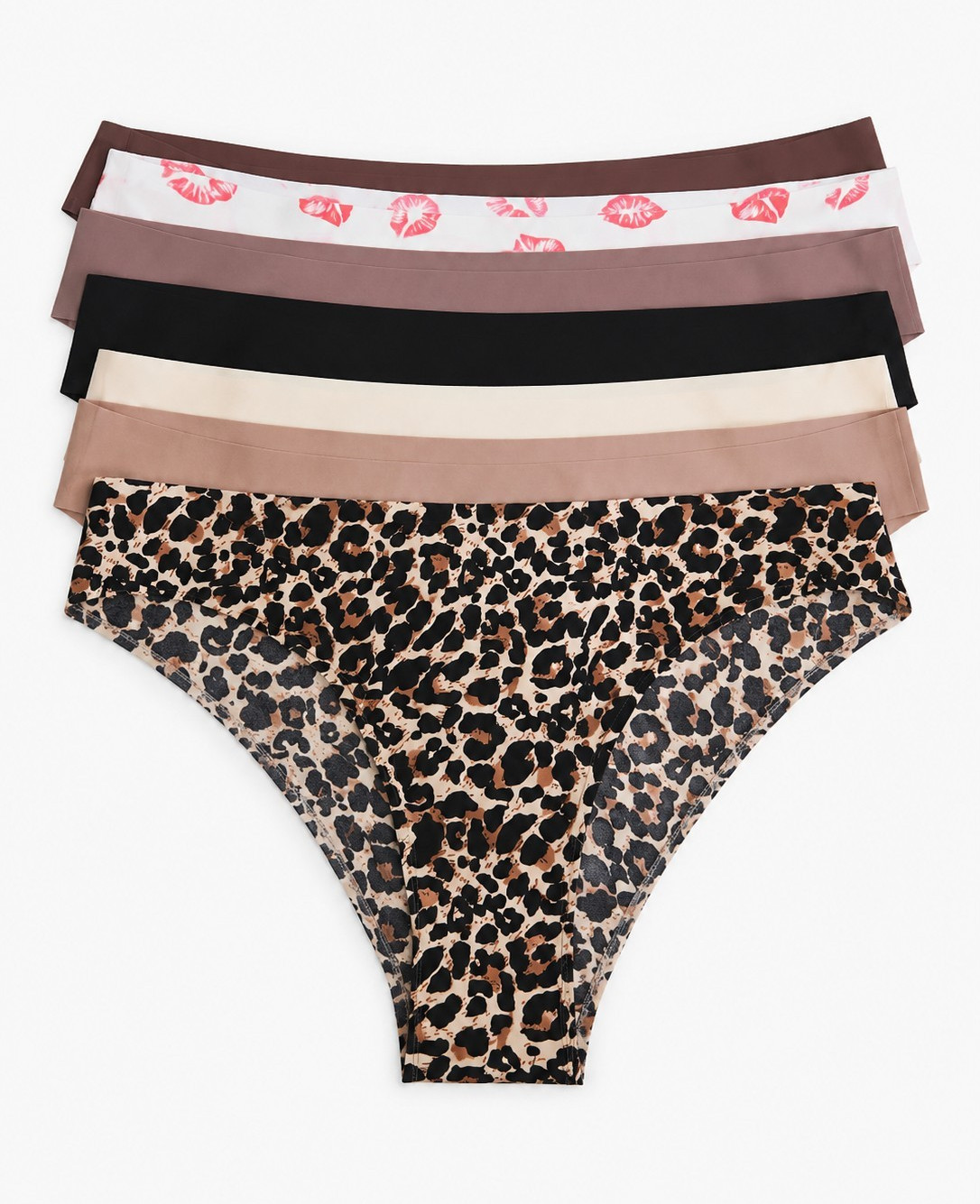 Women’s Bikini Panties 7-Pack Multicolor Leopard Print, Size L Regular
