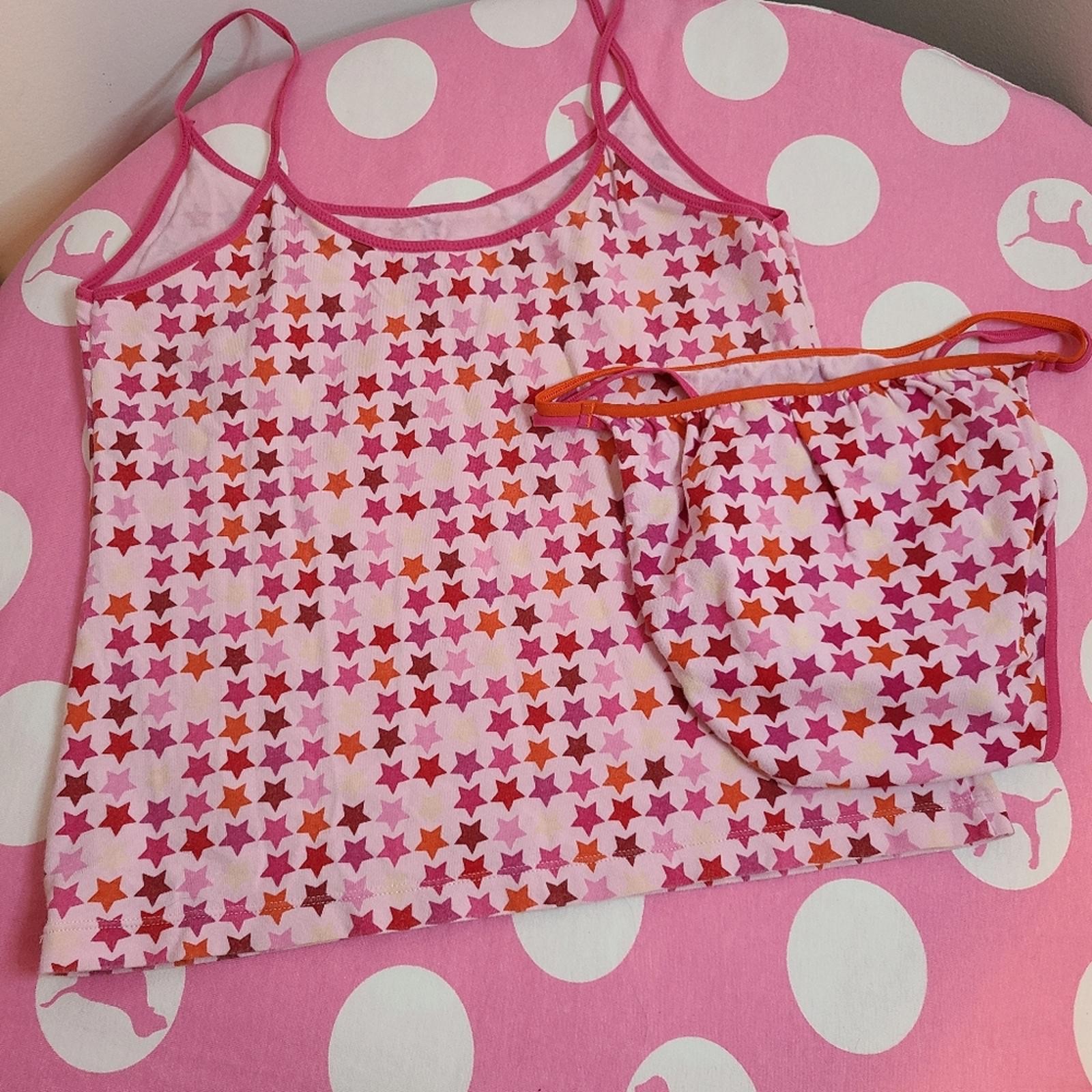 RARE VTG VS PINK Graphic Cotton Cami & Double String Bikini Panty Set Size S/M