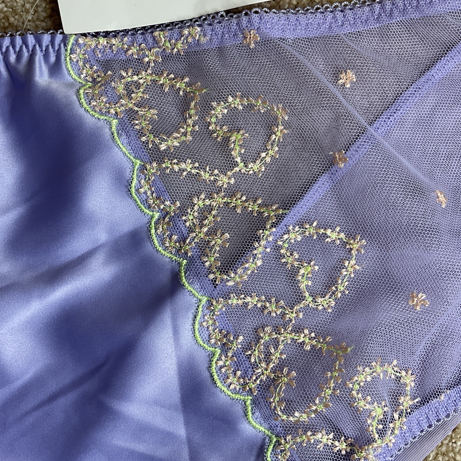M&S Size 22 Boutique High Waisted Brazilian Knickers Lilac Mix Satin Mesh Rear