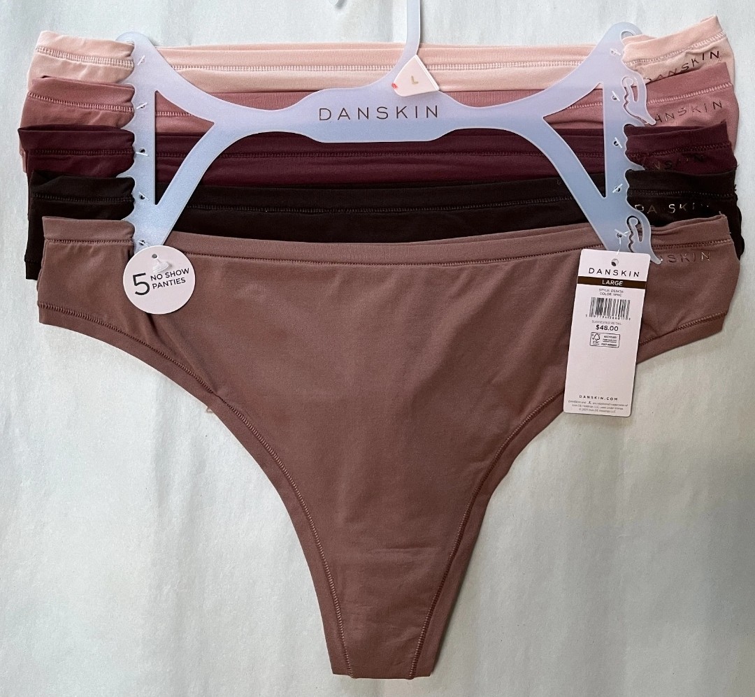 NWT DANSKIN. 5-Pack Lightweight Thongs MULTI-COLORS PANTY STYLE LARGE $48