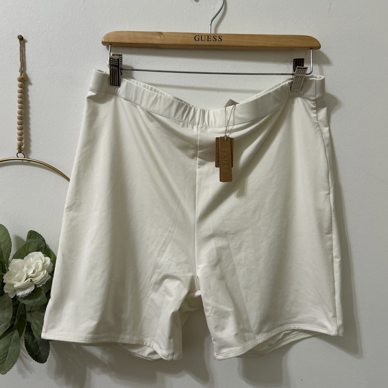Skims Boxer Briefs Womens Medium White Solid High Rise Stretch NWT