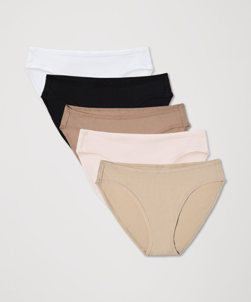 NEW PACT Organic Everyday Classic Fit Bikini 5-Pack, Core Edit (NWT)