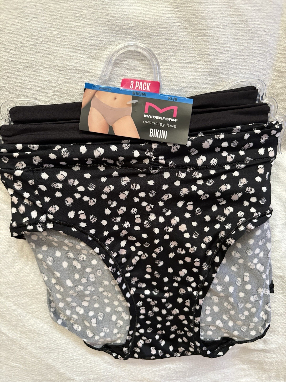 NEW Maidenform Panty Everyday Luxe Bikini 3-Pack Size Xlarge 8 DM3TBK Multicolor