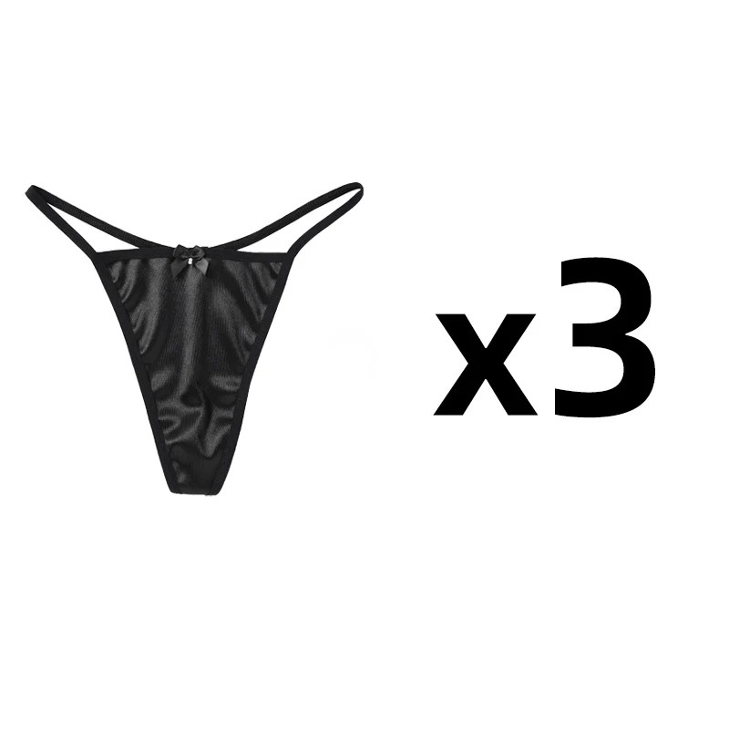 Seamless Thong Low Rise Bow Cotton Women’s G String Panties Underwear 3 Pcs