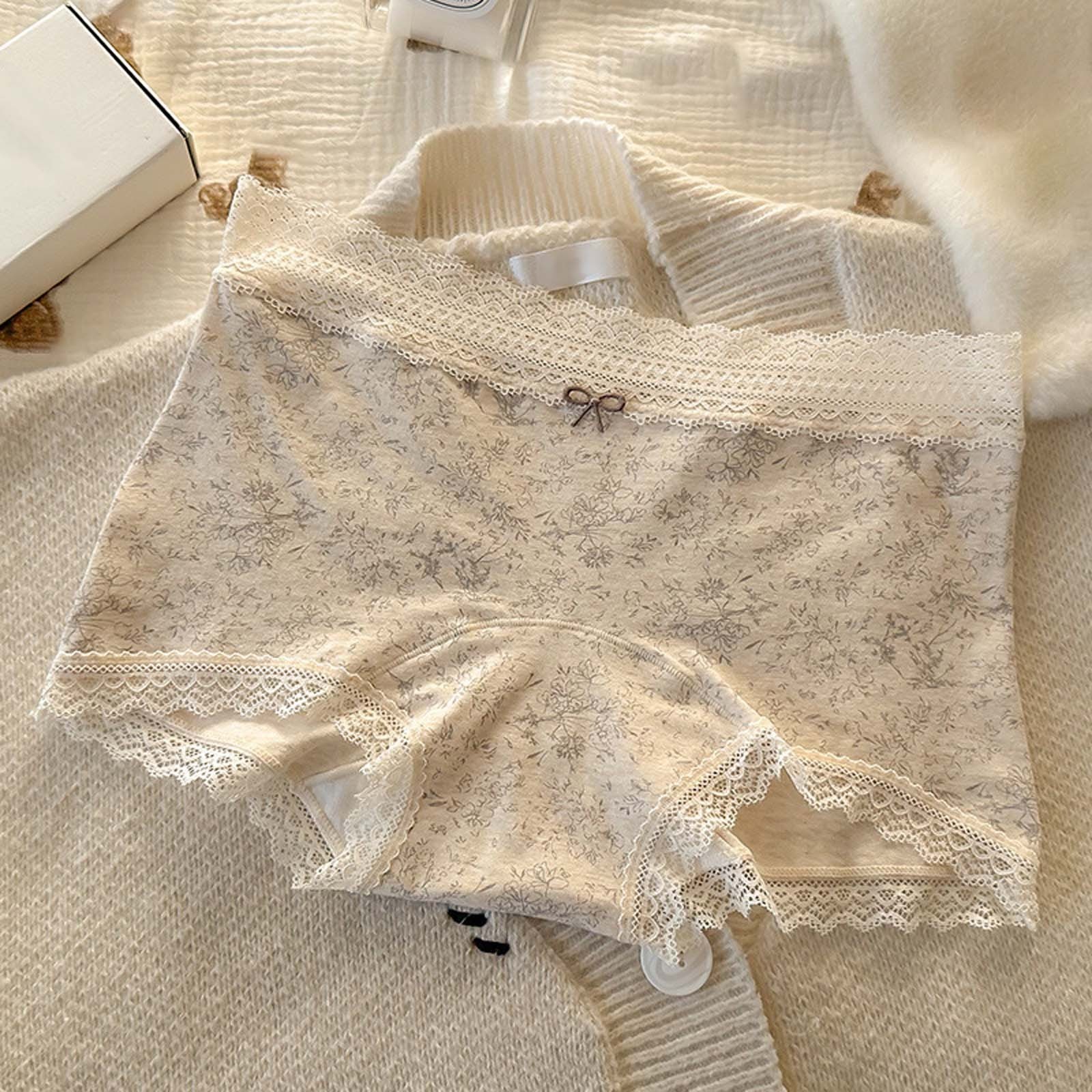 Womens Small Floral Lace Mid Rise Plus Size Panties 10A Antibacterial Extended