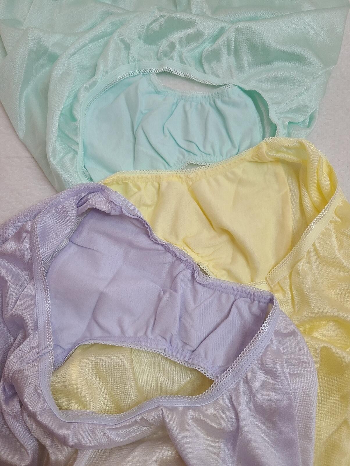 VTG Underscore 3pk Silky Nylon Classic Full Cut Brief Panties Size XXL Pastel