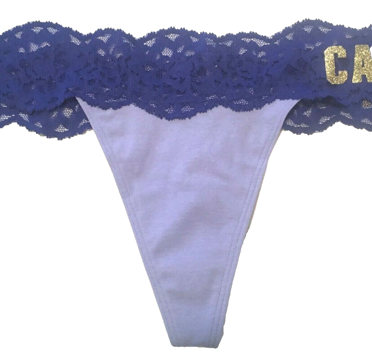 Victorias Secret Blue Casual Friday Thong Panties Size L Floral Lace Cotton NWT