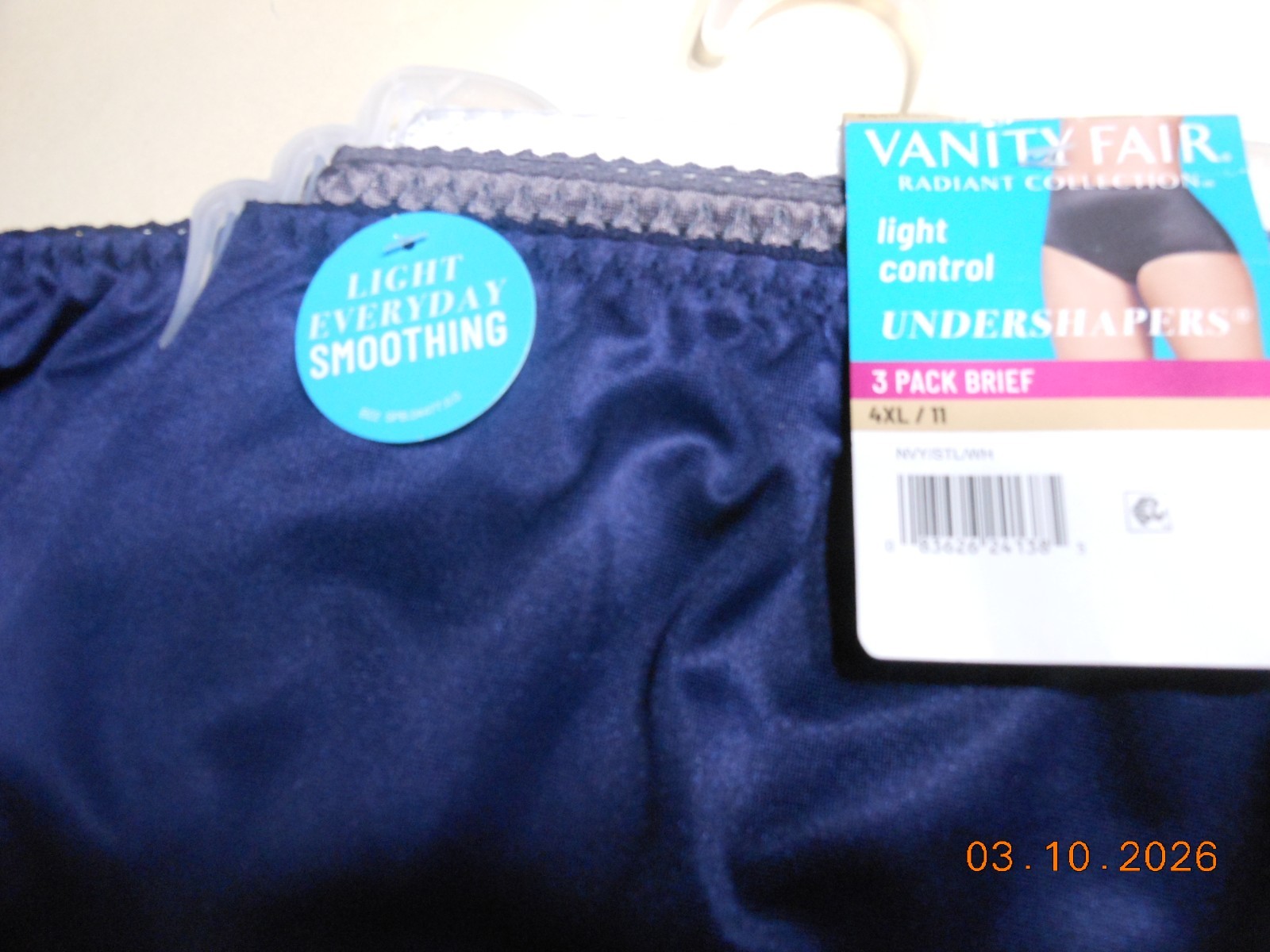 NEW 4XL /SZ. 11 Vanity Fair Radiant Collection 3 Pairs Briefs Light Control FS