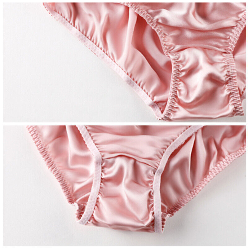 Womens 100% Silk Panties Briefs Bikinis Daliy Underwear Cheeky Shiny Satin 2024