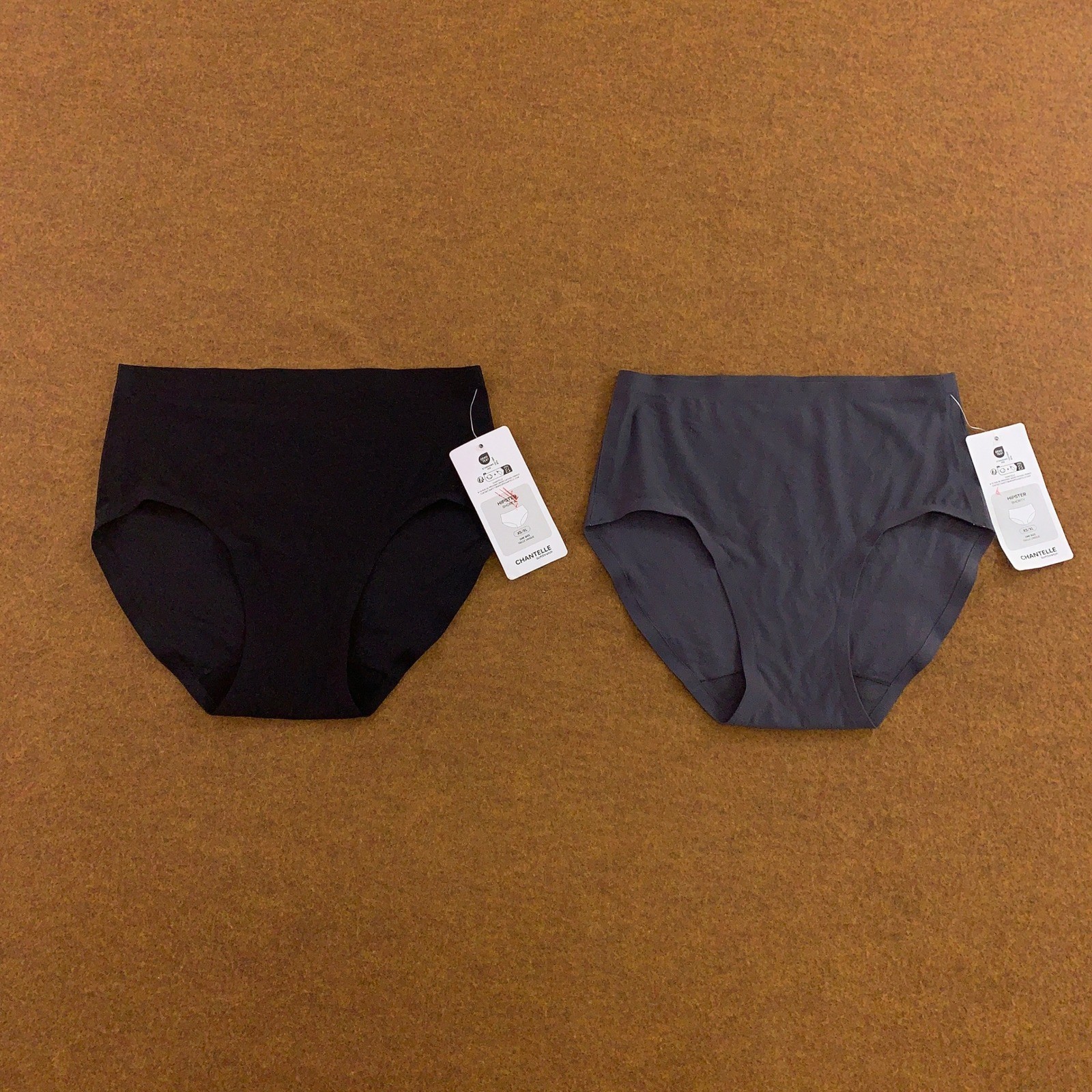 Chantelle Womens OS Black Grey SoftStretch Seamless Hipster Panty 2 Pack NWT