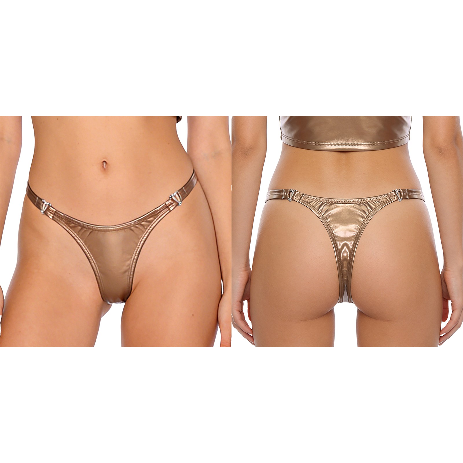Womens Shiny Metallic Micro Panties Wet Look High Cut Bikini Briefs Underwear