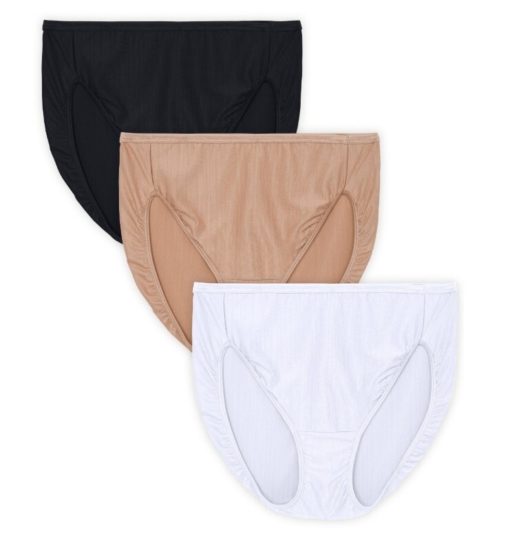 Vanity Fair Women’s 3-PACK SMALL 5 Radiant Hi-Cut Panties White Beige Black