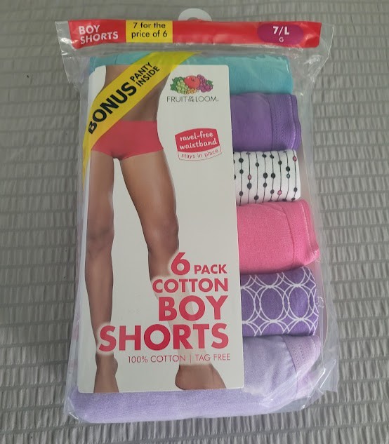 Fruit Of The Loom 6 pack Womens Boyshorts Size: L/7