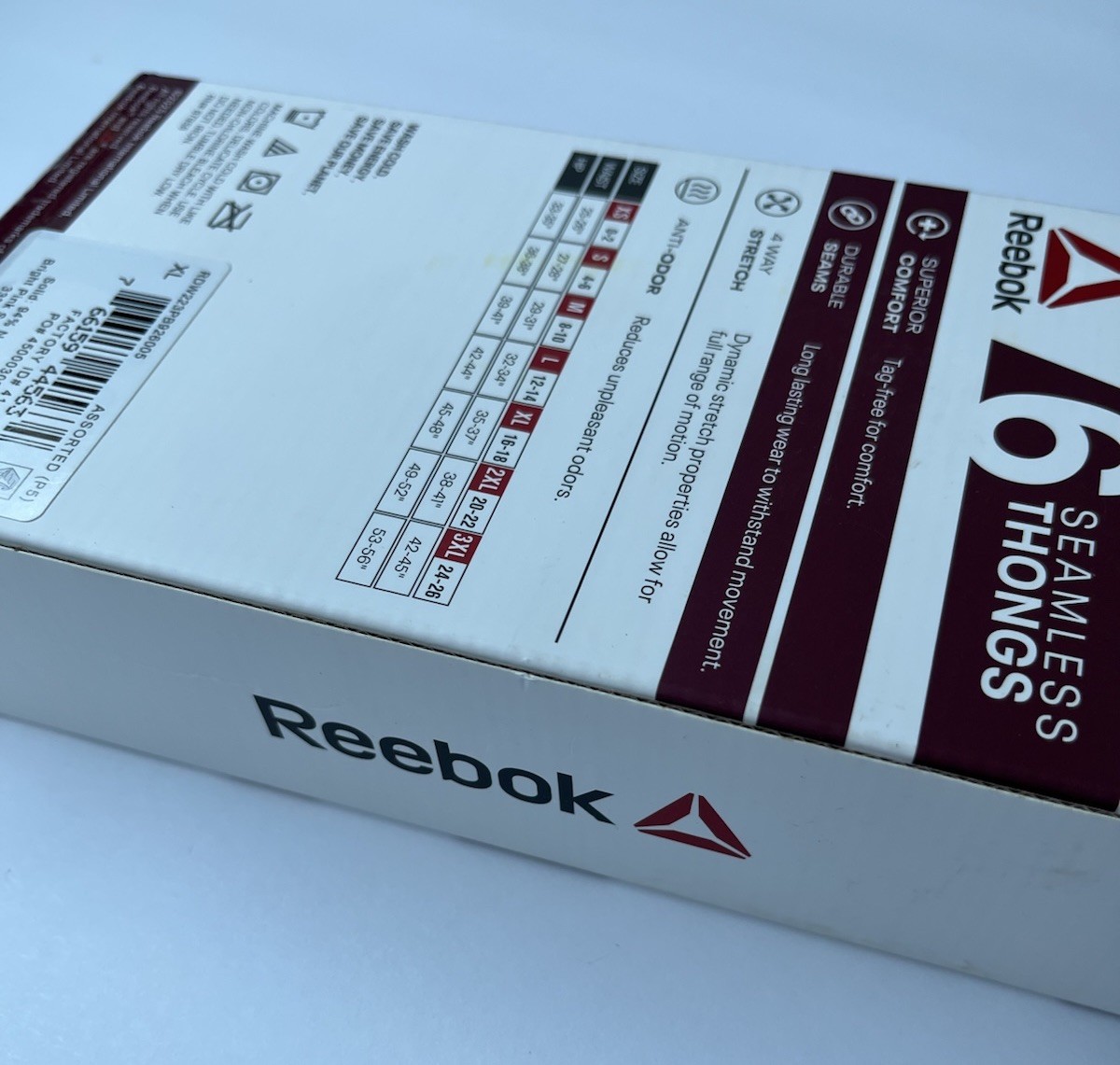 Reebok Women’s Seamless Thong, 6-Pack Size Assorted Colors 2XL (20-22) NWT