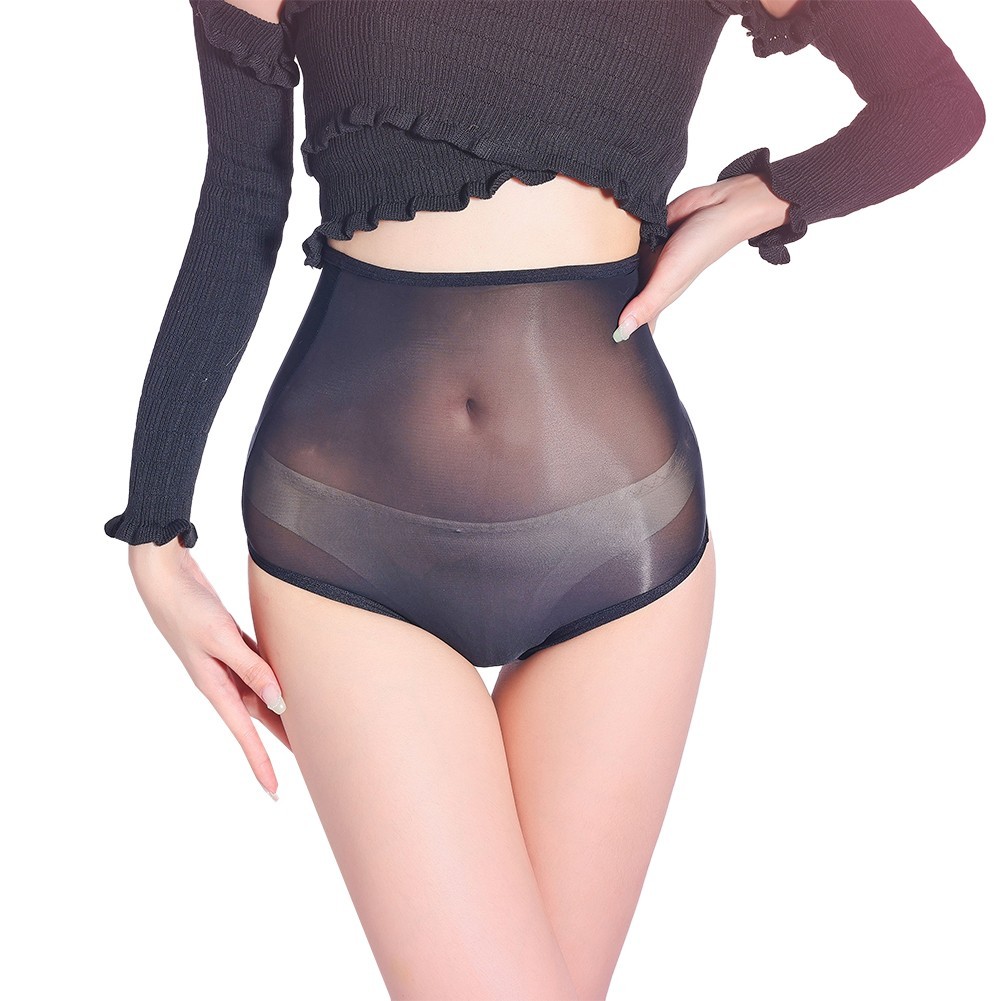 Oil Shiny High Waist Panties Sexy Briefs in Sheer Glossy Finish for Women