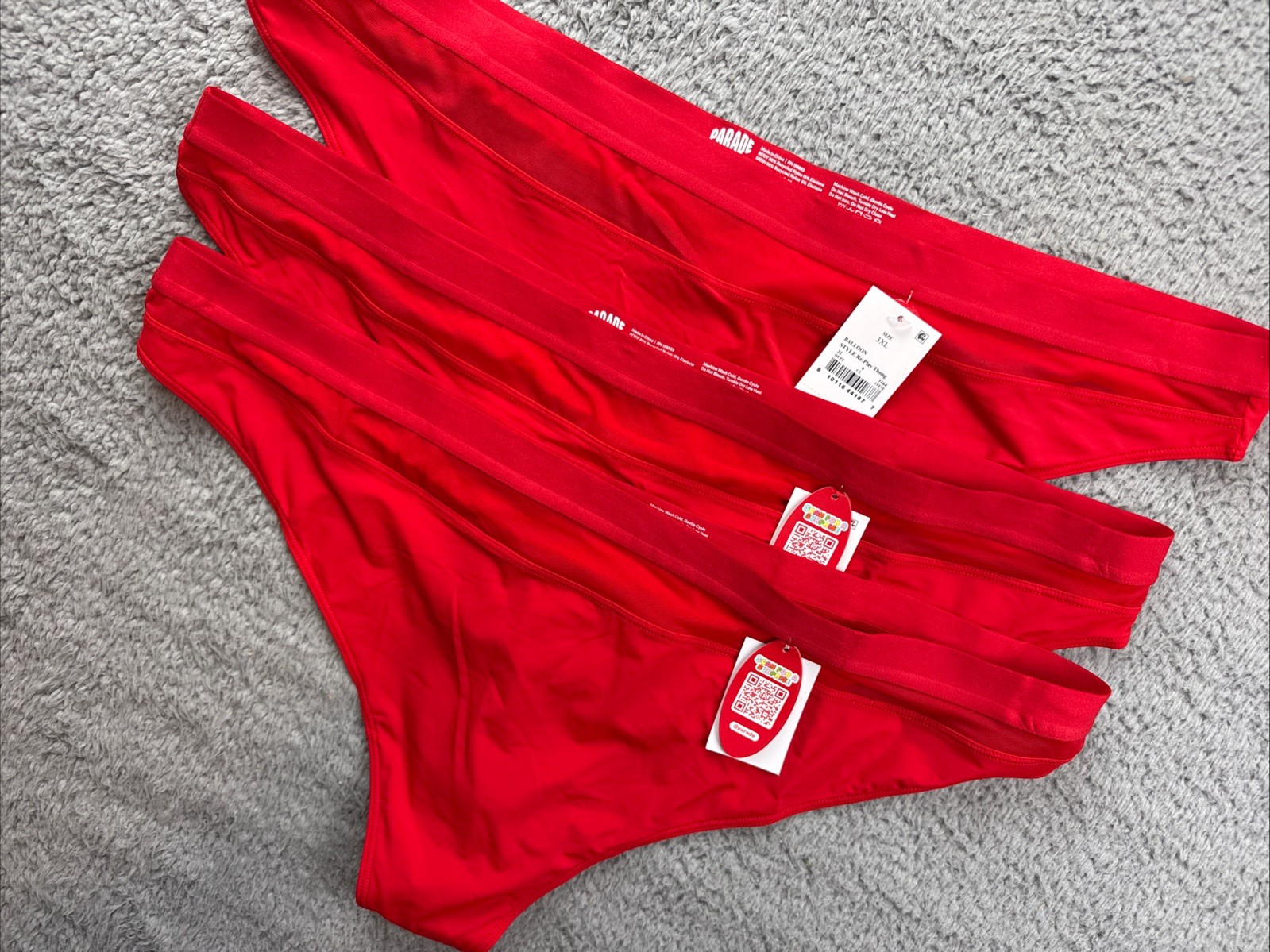 3x Parade Womens 3XL Red Thong Underwear Panties