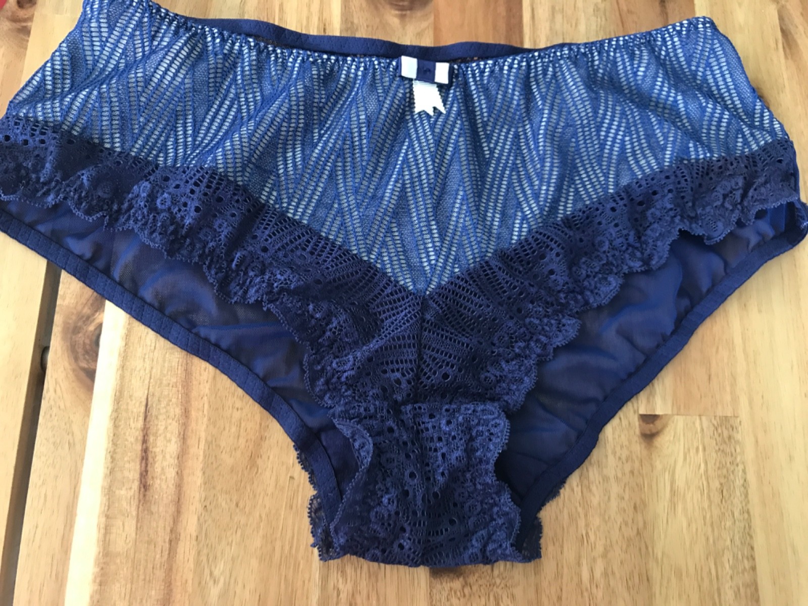 Curvy Kate blue pink lace edge brief sheer back new uk 12 new