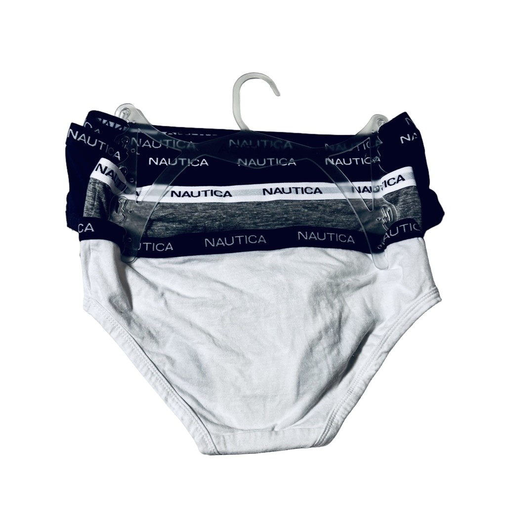 Nautica Navy Blue, Black, White and Gray Logo Hipster Panty Bundle