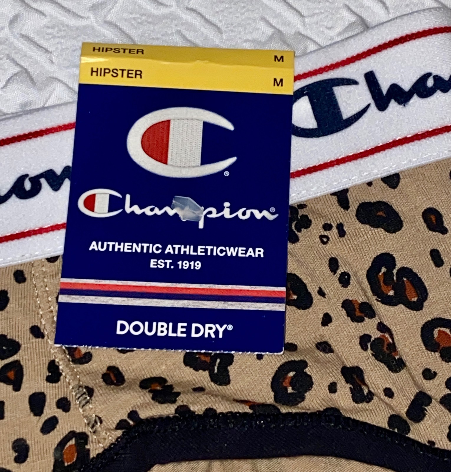 CHAMPION Wide Waistband Leopard Cotton Heritage Hipster Panty Womens Sz S 5 XL 8
