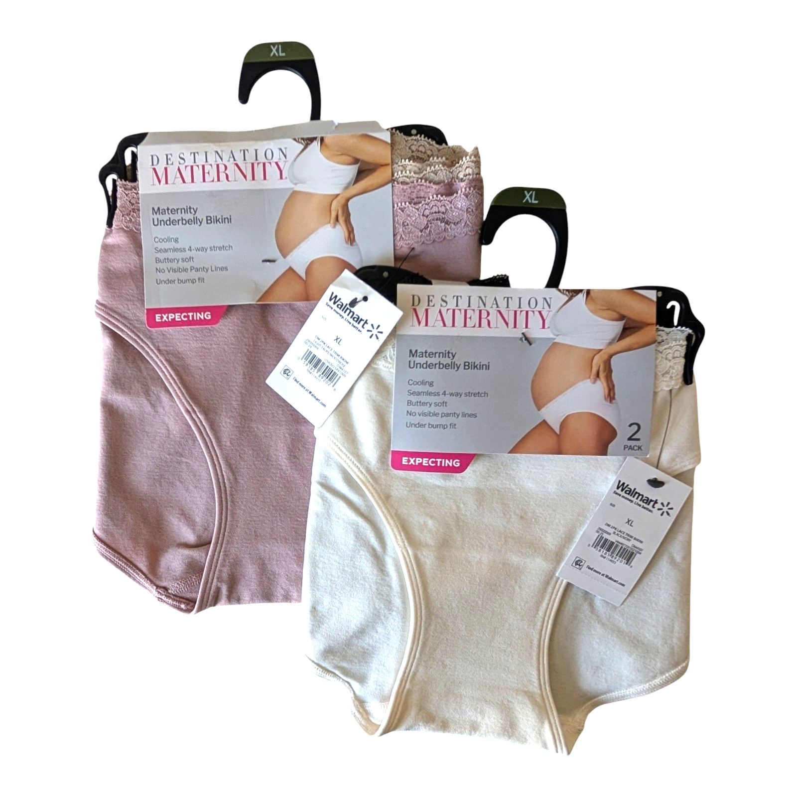 2 Packs Destination Maternity Cooling Seamless Under Belly Panty Women’s XL Lace