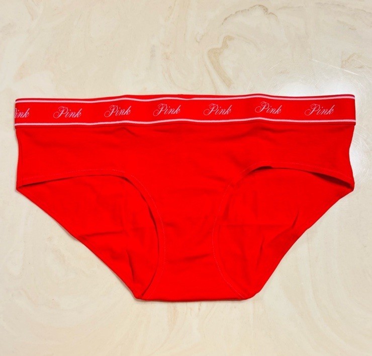 PINK VICTORIA’S SECRET Cotton Hiphugger Panty Red PARTY IN THE USA Graphic L