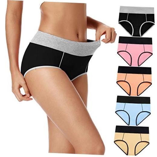 Womens Cotton Underwear High Waist Full Coverage Small Multicolored-01-5pack