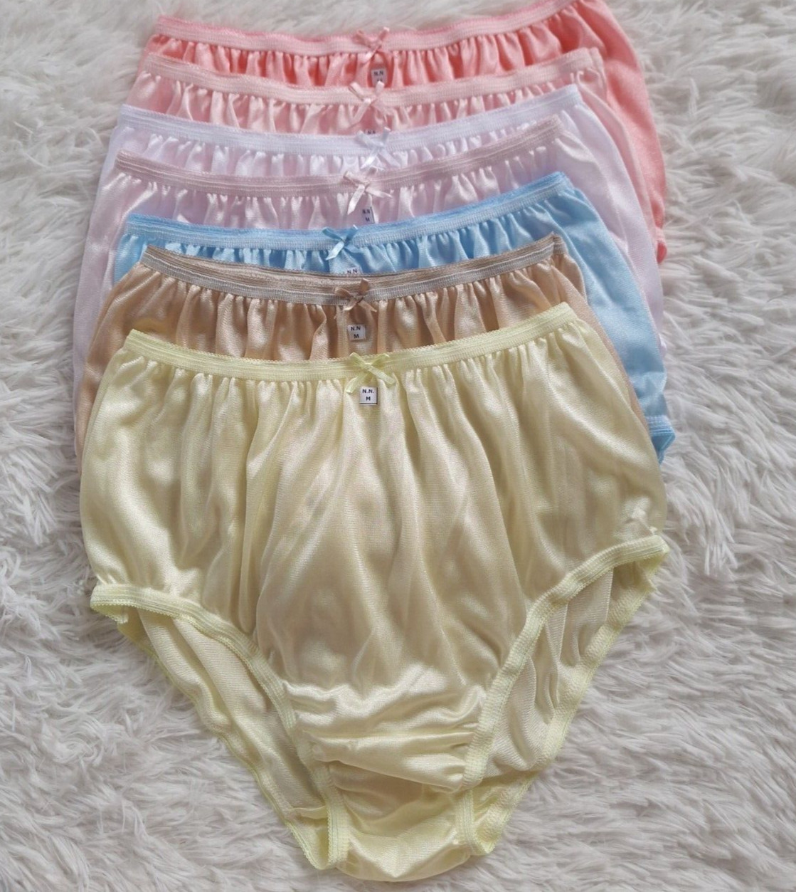7 Underwear Nylon Colorful Woman Panties Silky Soft Panties Full Waist 28″-34″M