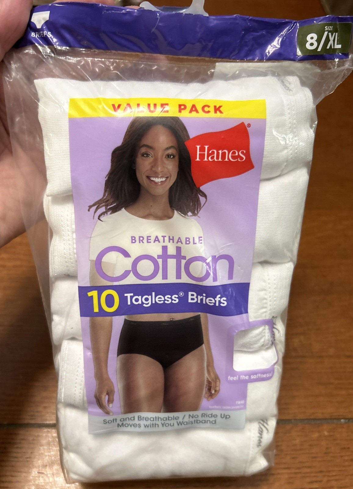 Hanes Womens 10-Pack Cotton Tagless Briefs Underwear White Size 8/XL New