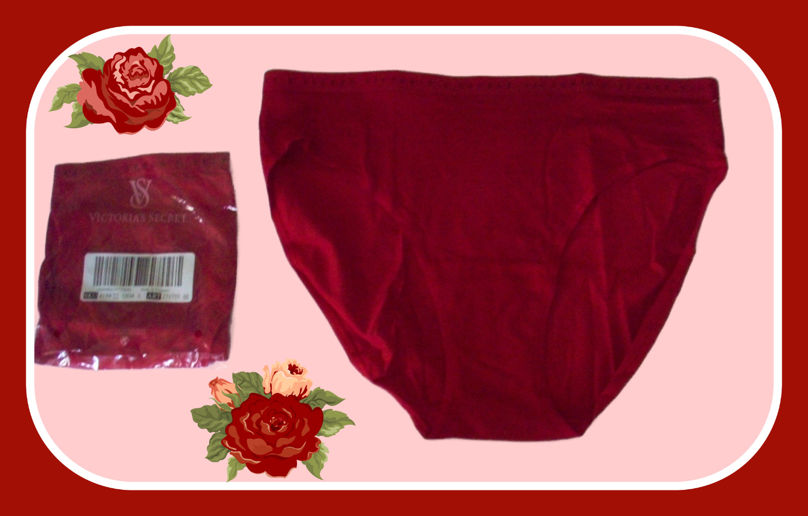 L Hot Brt Red Stretch Cotton Waist Victorias Secret High-Leg Waist Brief Pantie