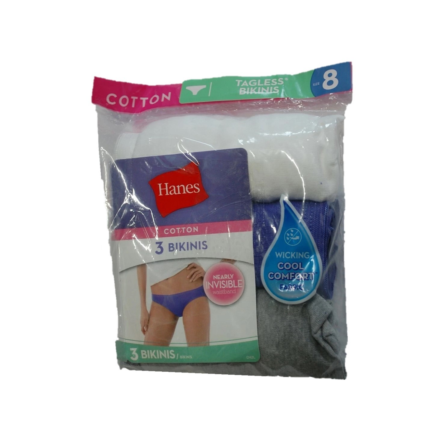 Womens Cotton Bikini Panties Assorted Color Hanes Comfort Tagless Bikinis 3-Pack