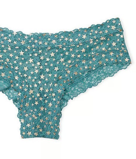 S XXL Sage Green Gold Foil Star ALL LACE THE LACIE Victorias Secret CHEEKY Panty
