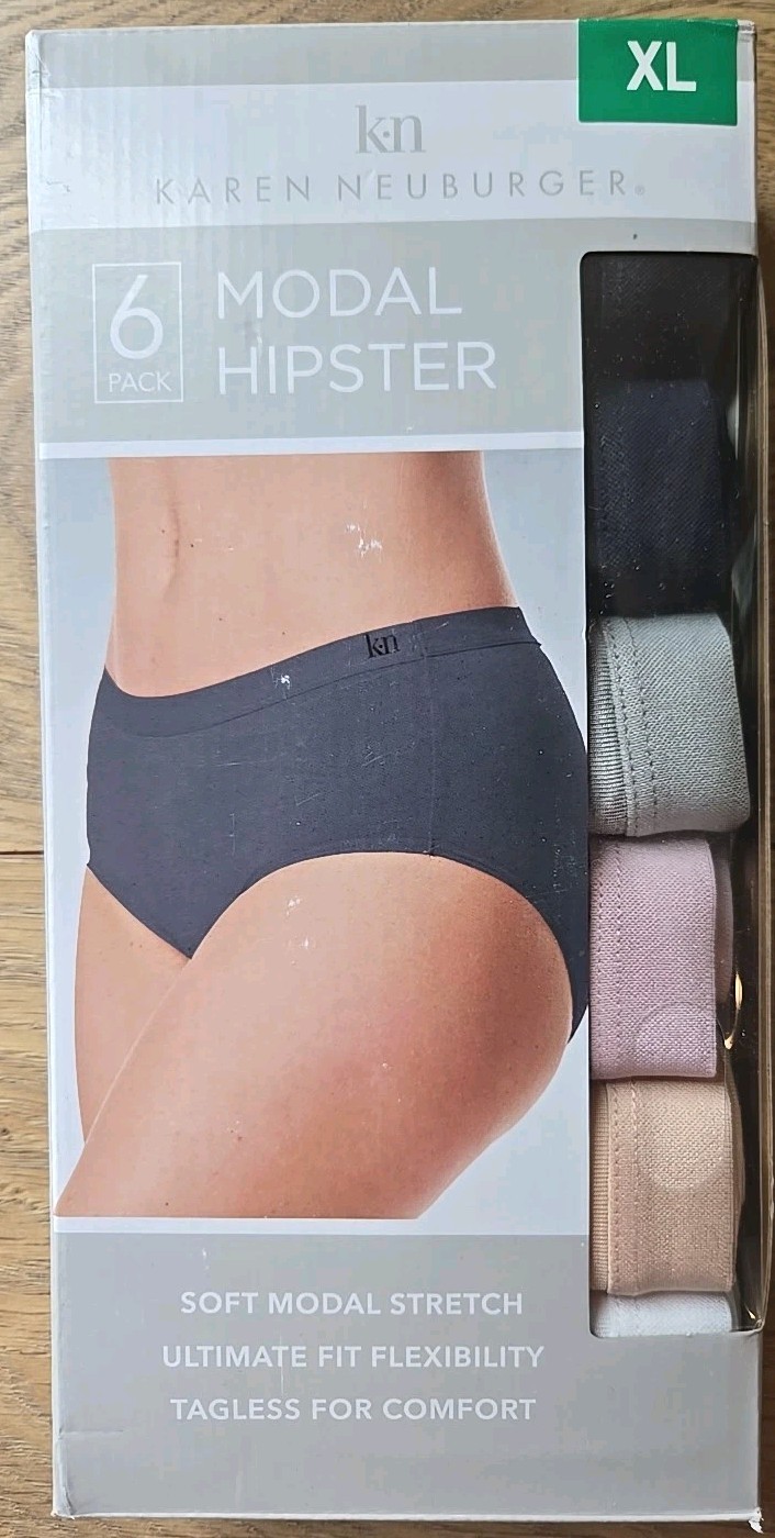 Karen Neuburger X-LARGE Women’s Underwear Panties 6-Pack Soft Modal Hipster