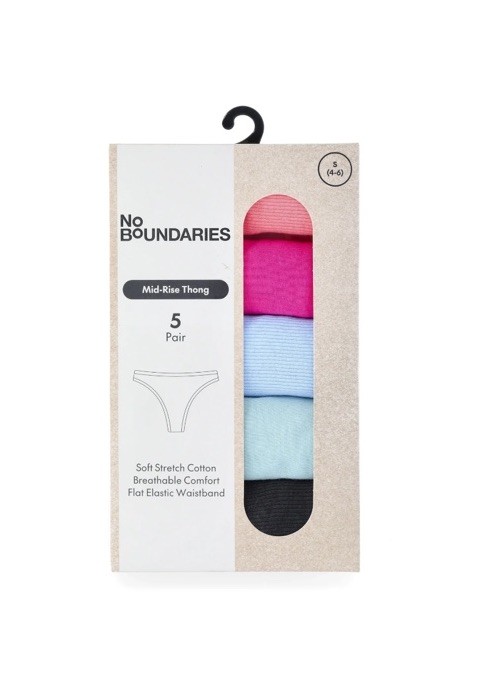 No Boundaries Mid-Rise Thong 5 pairs Size XXXL (22)