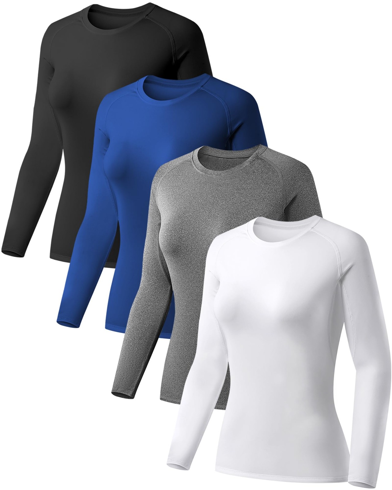 TELALEO 4 Pack Women’s Compression Shirt Long Sleeve Performance Workout Base…