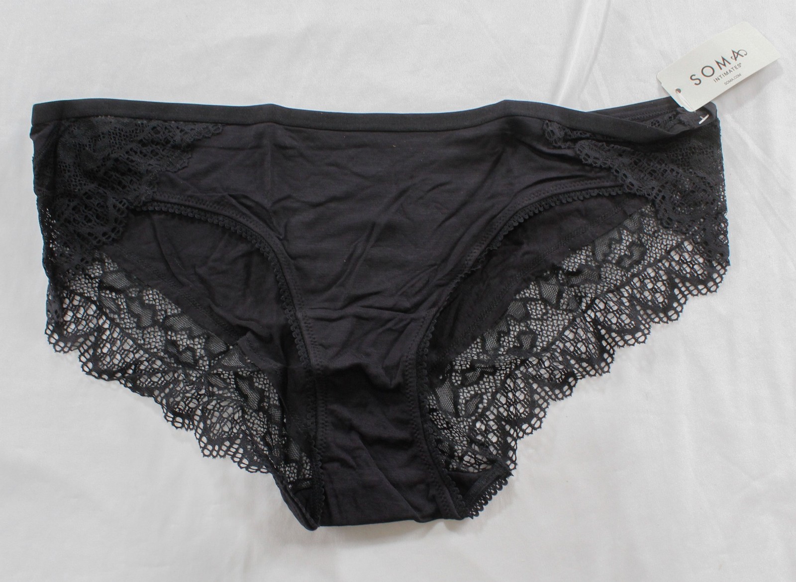 Soma Womens Embraceable Enchanting Lace Bikini Panty MS7 Black Large NWT