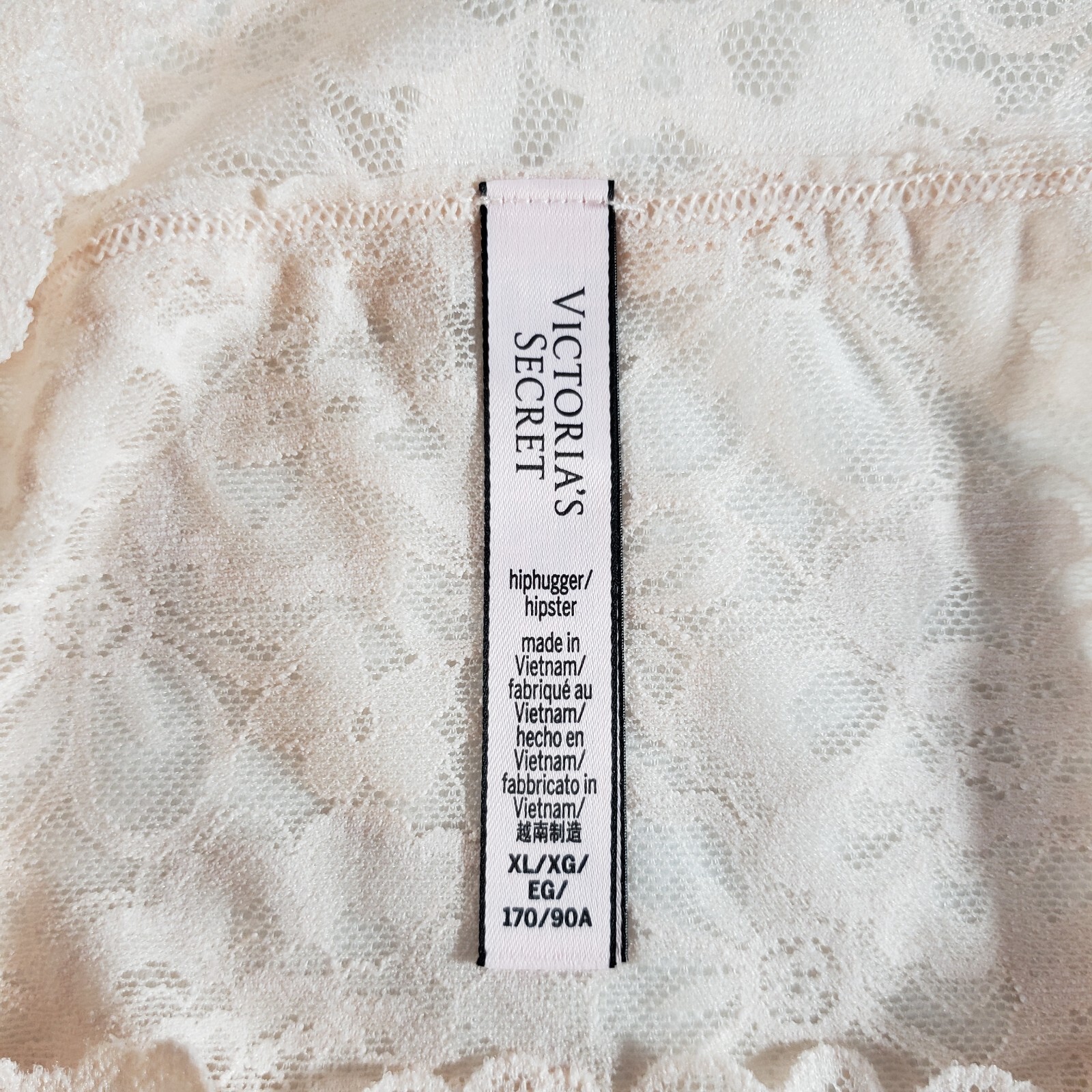 Victoria’s Secret Hiphugger XL Pink Ivory Floral Lace