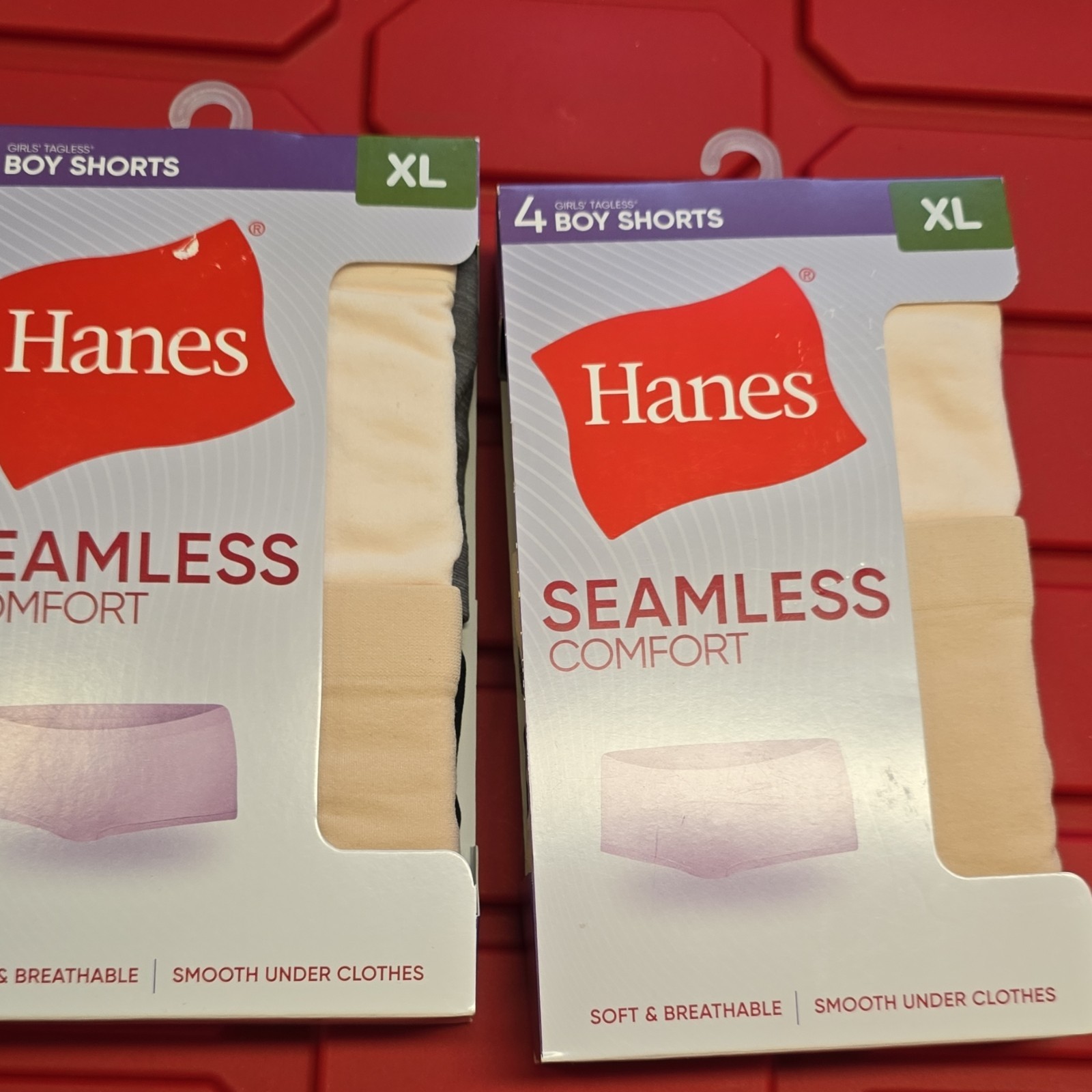 2 Hanes Seamless Comfort Boyshort Panties 4 Pack Women’s XL Beige Soft Opaque