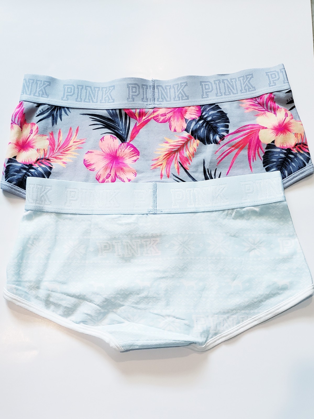 Victoria’s Secret (2) Pink Cotton Logo Waistband Boy Short Low rise. Size S/P.